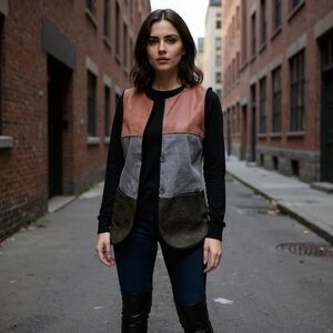 Grenier Collection Soft Colorblock Grunge Oversized Vest size Large